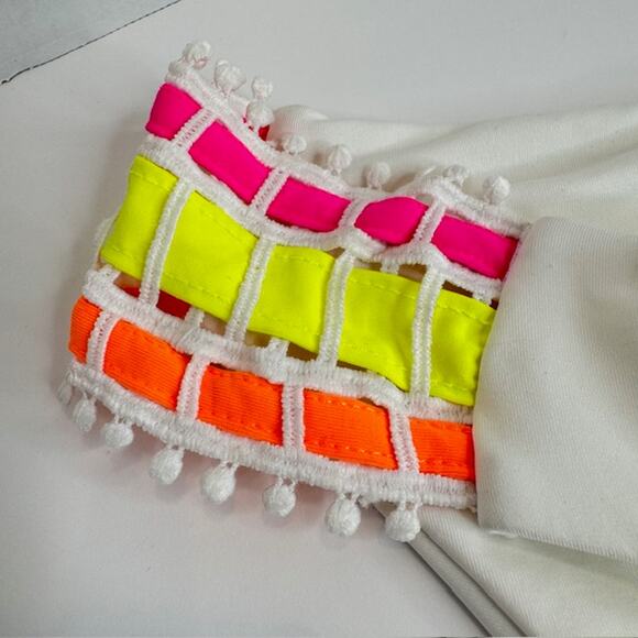 Becca French Trellis Hipster X-Large Bikini Bottom White Rainbow - Picture 4 of 8